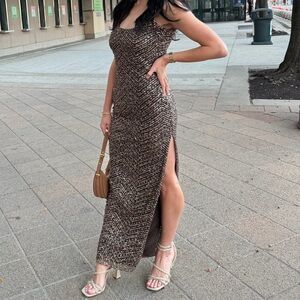 Oh Polly Yarina Embellished Scoop-Neck Dress